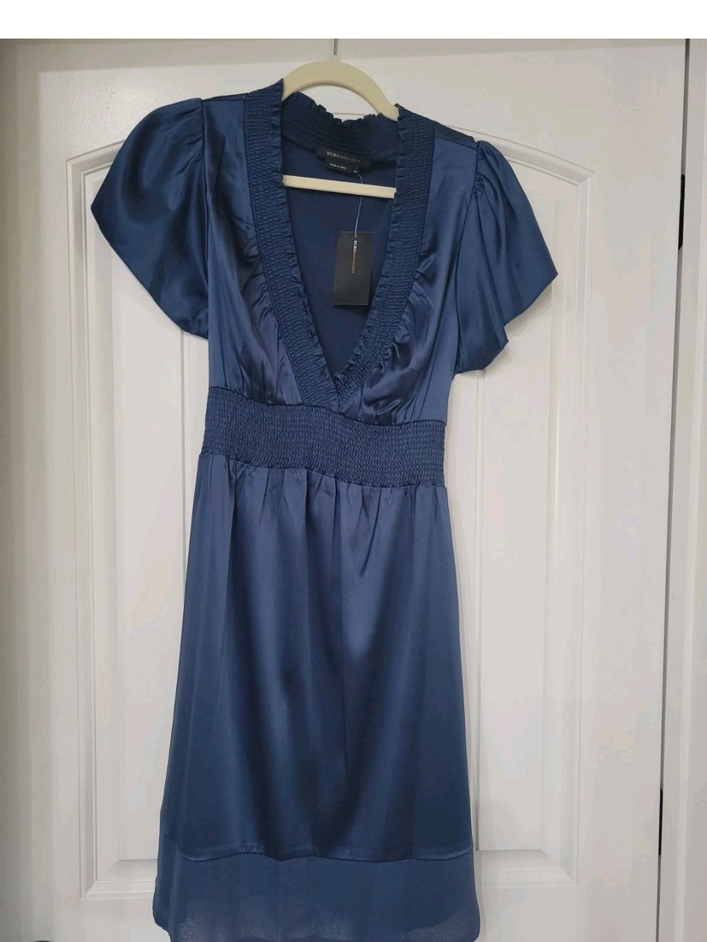 BCBG MAX AZRIA Women Blue Silk Dress M NWT